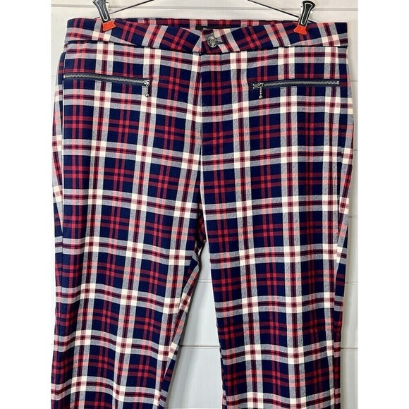 Oat NY Plaid Ankle Pants 30x26 Pockets Clueless Preppy Academia Red - Picture 3 of 11